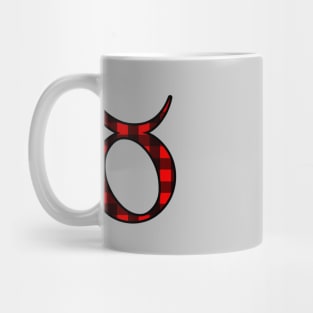 Taurus Zodiac Horoscope Symbol in Black and Red Buffalo Plaid Mug